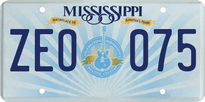 MS license plate ZEO075