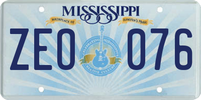 MS license plate ZEO076