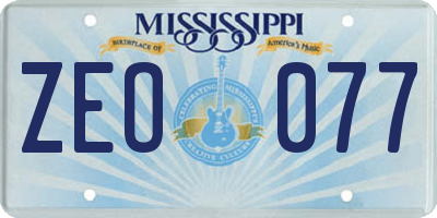 MS license plate ZEO077