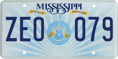 MS license plate ZEO079