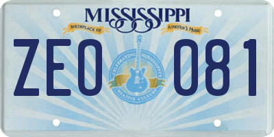 MS license plate ZEO081