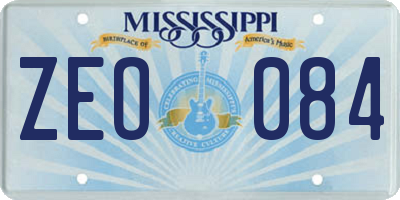MS license plate ZEO084