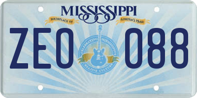 MS license plate ZEO088