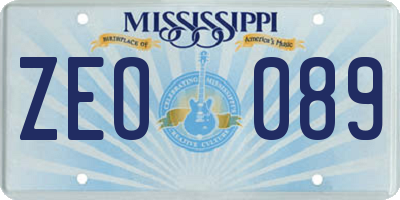 MS license plate ZEO089