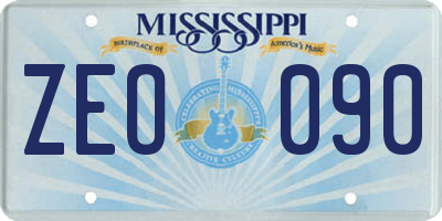 MS license plate ZEO090