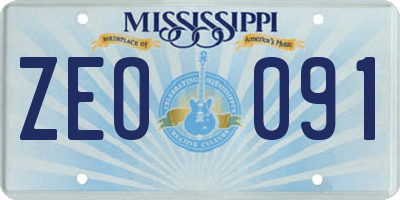 MS license plate ZEO091