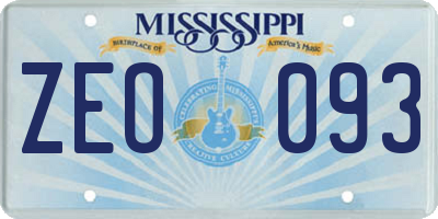 MS license plate ZEO093