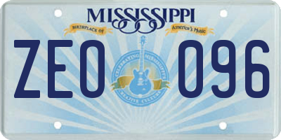 MS license plate ZEO096