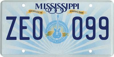 MS license plate ZEO099