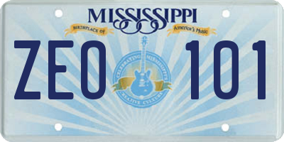 MS license plate ZEO101