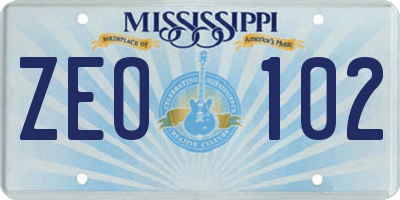 MS license plate ZEO102