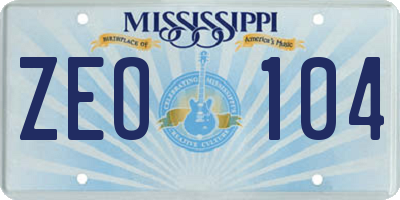 MS license plate ZEO104