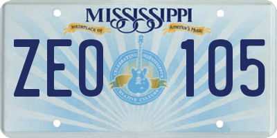 MS license plate ZEO105