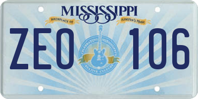 MS license plate ZEO106