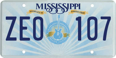 MS license plate ZEO107