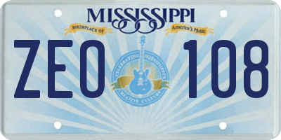 MS license plate ZEO108