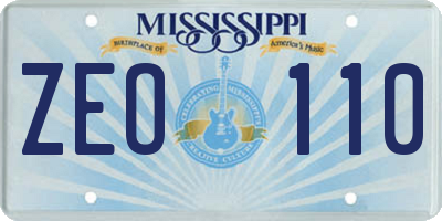 MS license plate ZEO110