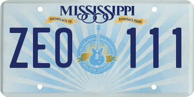 MS license plate ZEO111