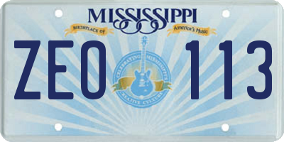 MS license plate ZEO113
