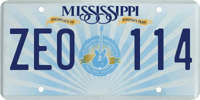 MS license plate ZEO114