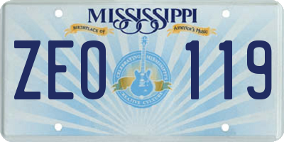 MS license plate ZEO119