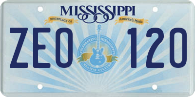 MS license plate ZEO120