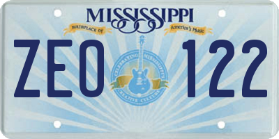 MS license plate ZEO122