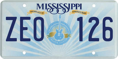 MS license plate ZEO126