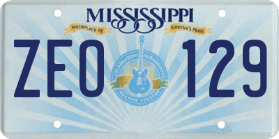 MS license plate ZEO129