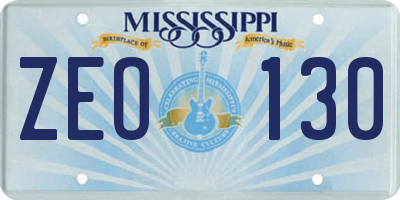 MS license plate ZEO130