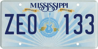 MS license plate ZEO133