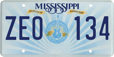 MS license plate ZEO134