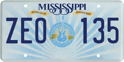 MS license plate ZEO135