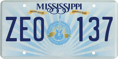 MS license plate ZEO137