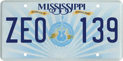 MS license plate ZEO139