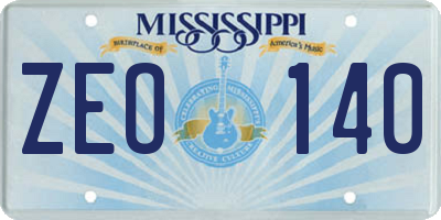 MS license plate ZEO140