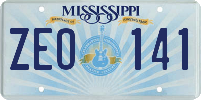 MS license plate ZEO141