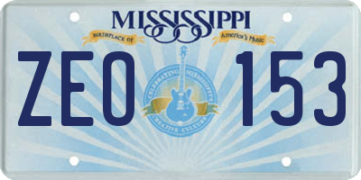 MS license plate ZEO153