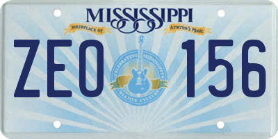 MS license plate ZEO156