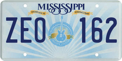 MS license plate ZEO162