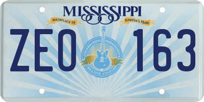 MS license plate ZEO163