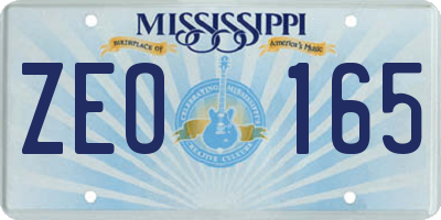 MS license plate ZEO165