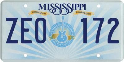 MS license plate ZEO172