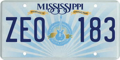 MS license plate ZEO183