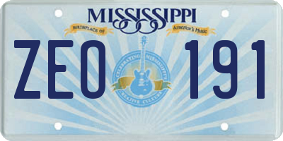 MS license plate ZEO191