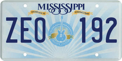 MS license plate ZEO192