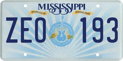 MS license plate ZEO193