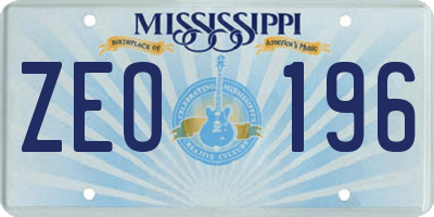 MS license plate ZEO196
