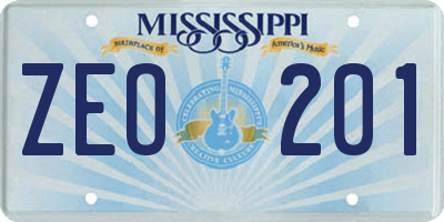 MS license plate ZEO201