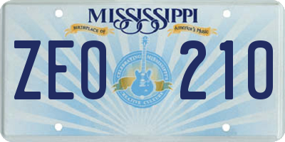 MS license plate ZEO210